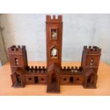 Wooden Decorative Lighted Castle/Bird Feeder