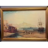 Print On Canvas 'Scarborough' By Turner In Gilt Frame H65cm x W95cm (Slight Damage)