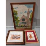 Box Including 2 Tapestries, Print & Assorted Picture Frames