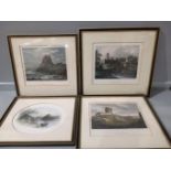 10 Antique Coloured Local Engravings In Frames