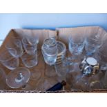 Box Including Wine Glasses, Sherry Glasses, Coasters Etc