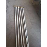 6 Metal Poles With Brass Finials L214cm