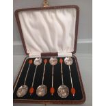 6 Plated Coffee Bean Spoons In Case & Assorted Cutlery