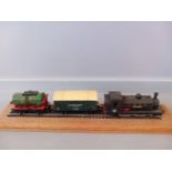 LNER Train & 2 Carriages Mounted On Wood
