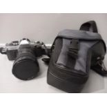 Canon AE-1 Camera & Lens In Case & Interfit VGT-802 Camera Tripod