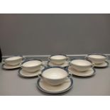 29Pc Royal Doulton 'Moonstone' Dinnerware - Meat Plates, Handled Soup Bowls & Saucers, Tureens, Grav