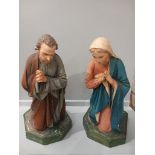 2 Religious Figures - Joseph & Mary H51cm (A/F)