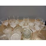 Box Cut Glass Wine Glasses, Decanter, Pickle Jar, Small Dishes Etc