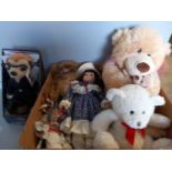 Box Including 2 Dolls, 2 Teddy Bears Etc