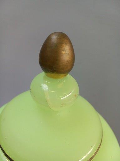 Green Opaline Style Glass Lidded Mantel Vase (A/F) - Image 3 of 4