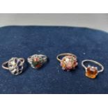 4 Assorted Dress Silver & Other Rings
