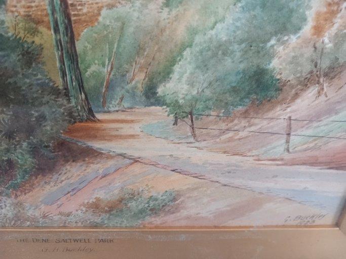 Watercolour - The Dene, Saltwell Park in Gilt Frame Signed G Buckley 1923 & 1 Other Unframed - Image 2 of 2