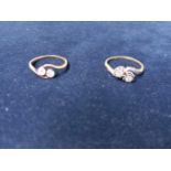 2 x Gold Two Stone Rings