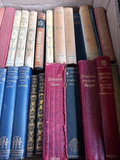 36 Volumes - Tennyson's Poetical Works, Shakespeare's Works, Antique Furniture Etc