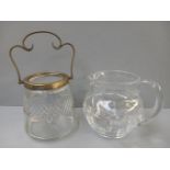 Cut Glass Water Jug & Biscuit Barrel (No Lid)