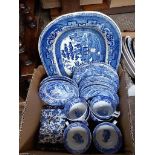 Box Blue & White Meat Plate, Spode Teaware Etc