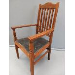Oak Leather Carver Chair