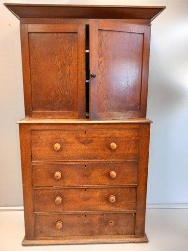 Victorian Oak Secretaire Press Cupboard H204cm x W112cm x D53cm - Image 2 of 2