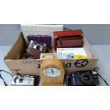 Box Cameras, Clocks, Bookshelf Etc