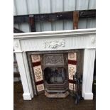 Cast Iron Tiled Fireplace, Wooden Surround & Companion Set