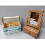 Wooden Carrying Box & Miniature Mirror