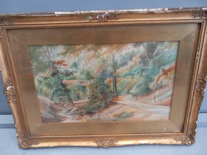 Watercolour - The Dene, Saltwell Park in Gilt Frame Signed G Buckley 1923 & 1 Other Unframed