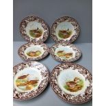 11 Spode Bird Plates - Pheasants, Quail, Lapwing Etc