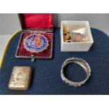Box Including Powder Compacts, Napkin Rings, Cufflinks Etc