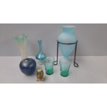 Box Coloured Glass Vasesd, Dressing Table Dishes, Paperweight Etc