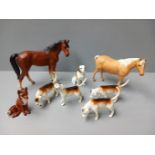 4 Beswick Hounds & 1 Other, Fox, Beswick Horse & 1 Other Etc