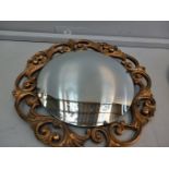 Oak Oval Wall Mirror & Gilt Convex Mirror