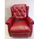 Electric Burgundy Leather Recliner Chair