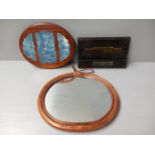 Bamboo Framed Mirror & 2 Wooden Plaques
