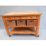 Beech Kitchen Work Unit & Baskets H89cm x W120cm x D60cm