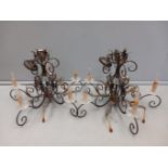 Pair Wrought Iron Chandeliers