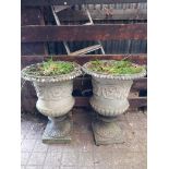 Pair Stone Urn Planters H76cm x W58cm