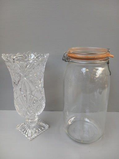Cut Glass Vase & Le Farfait Super Storage Jar