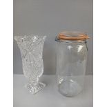 Cut Glass Vase & Le Farfait Super Storage Jar