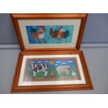 2 Farm Animal Prints In Frames