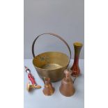 Brass Jam Pan, Copper Vases Etc