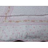 Pink Patterned Floral Quilt & 2 Cushions (Slightly Marked) & 2 Cushions