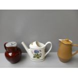 Brown Glazed Lidded Jug, Denby Teapot, Portmeirion Watering Can Etc