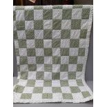 Green Patterned Quilt W147cm x L168cm (Slightly Marked)