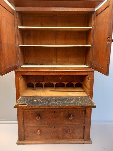 Victorian Oak Secretaire Press Cupboard H204cm x W112cm x D53cm