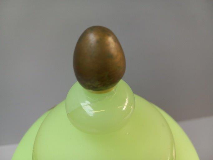 Green Opaline Style Glass Lidded Mantel Vase (A/F) - Image 4 of 4
