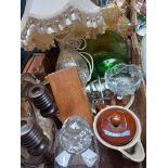 Box Assorted Glassware, Decanter, Lamp, Fruit Bowl Etc