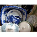 Large Blue & White Toilet Bowl, Dinnerware Etc