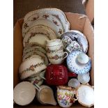 Box Including Crown Staffordshire Teaware Etc