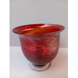 Red Glass Gold Shot Vase