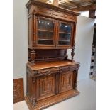 18th Century Carved Oak Dresser/Bookcase & Key H228cm x W140cm x D54cm